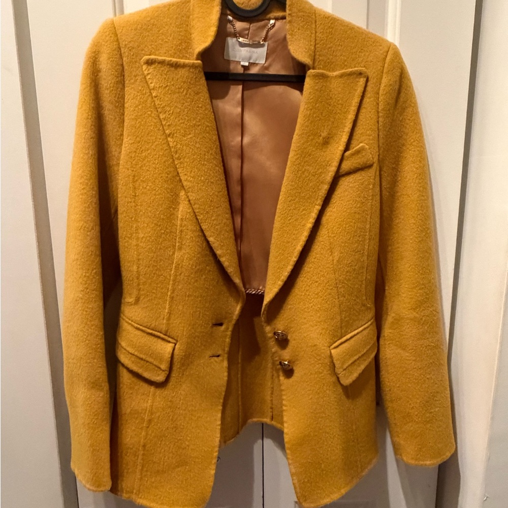 Compagna Women's Mustard Yellow Blazer wool blended